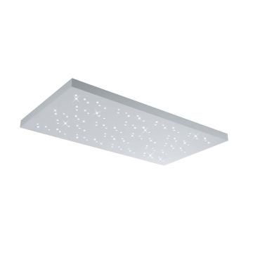 Titus Plafoniera Led Rettangolare Cielo Stellato Metallo Bianco Opaco Con Telecomando Con Funzioni Di Variazione Luce Calda E Fredda, Regolazione Intensita' Di Luce 110Cmx60Cm Trio 