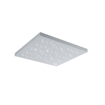 Titus Plafoniera Led Quadrata Grande Cielo Stellato Metallo Bianco Opaco Con Telecomando Con Funzioni Di Variazione Luce Calda E Fredda, Regolazione Intensita' Di Luce 75Cmx75Cm Trio 