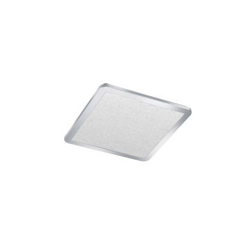 Cinzia H2O Plafoniera Led Quadrata Bordo Cromo Diffusore Effetto Cristallo Dimmerabile Con Interruttore Ip44 L. 40Cm Trio 