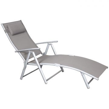 Charme - Lettino Prendisole Pieghevole In Alluminio E Textilene Frankystar Grigio 10%