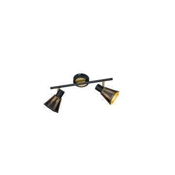 Houston Barra 2 Spots Diffusori Metallo Nero E Oro Coni Forati L. 36 Trio Nero