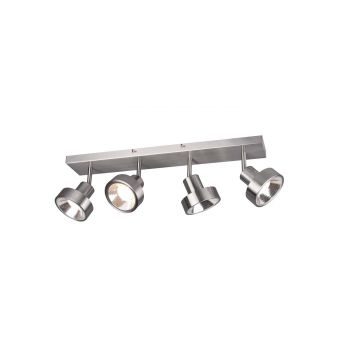 Leon Barra 4 Spots Metallo Acciaio Satinato L. 60Cm Trio Grigio cenere