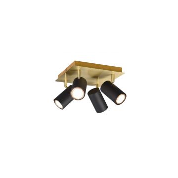 Marley Plaf.Qua. Base Oro 4 Spots Cilindri Nero 24X24 Trio 