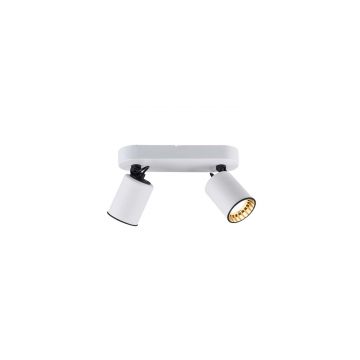 Pago Barra 2 Spots Cilindri Metallo Bianchi E Anelli Interni Nero L. 24Cm Trio Bianco