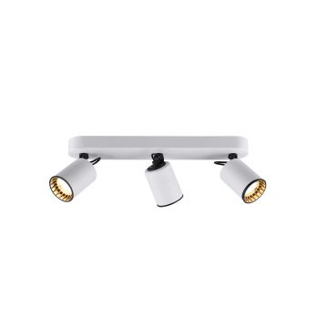 Pago Barra 3 Spots Cilindri Metallo Bianchi E Anelli Interni Nero L. 41Cm Trio Bianco