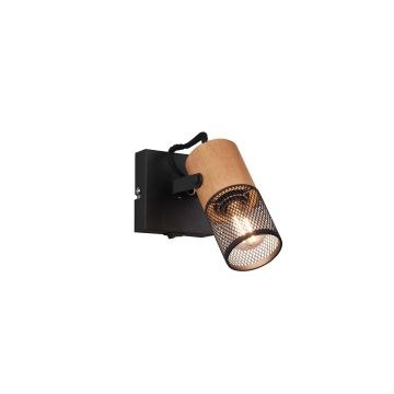 Tosh Spot Cilindro Gabbia Metallo Nero Opaco E Legno L. 13Cm Trio Nero