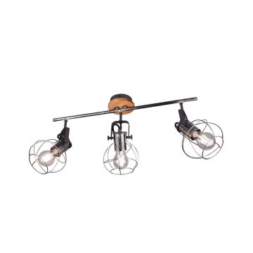 Madras Barra 3 Spots Legno E Metallo Effetto Argento Anticato L.60Cm Trio Argento