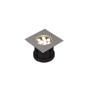 Belaja Faro Incasso Carrabile Led Da Esterno Quadrato Acciaio Satinato Max 2.000Kg Ip65 17X17Cm Trio Grigio 30%