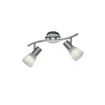 Levisto Barra Led 2 Spots Orient. Acciaio+Vt.Alab. L.33 Trio Grigio cenere