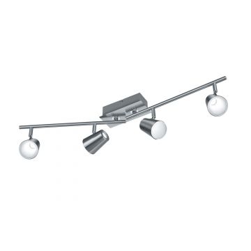 Narcos Barra 4 Spots Led Acciaio Con Diff. Conico Foro L. 81,5 Trio Grigio cenere