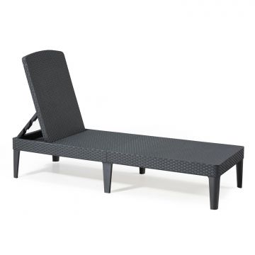 Jaipur - Lettino Prendisole Design Piatto In Polyrattan Antracite Frankystar Antracite