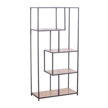 Chelsea - Libreria In Legno E Metallo A Ripiani Sfalsati Casa Collection Marrone