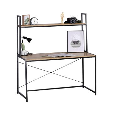 Barthy - Scrivania In Legno E Metallo Con Ripiano - 120X60X138H Cm Casa Collection Marrone