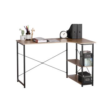 Gale - Scrivania Angolare In Legno E Metallo Con 2 Ripiani - 120X73X75 Cm Casa Collection Marrone