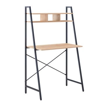 Donnie - Scrivania In Legno E Metallo Con Ripiano - 84X44X142 Cm Casa Collection Marrone