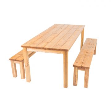 Cesis -  Set Tavolo + 2 Panche In Legno Di Pino Impregnato Frankystar Pino