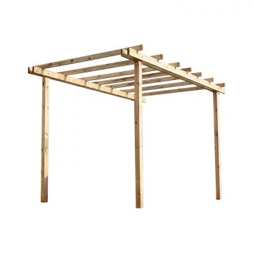 Pergola da giardino autoportante 300x400 cm in legno di pino massello Frankystar Pino Bianco Occidentale