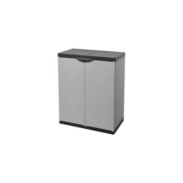 Armadio basso in resina con ripiani 2 ante, (interno/esterno) 68x40xH85 cm Frankystar Grigio 15%