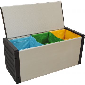 Cassapanca in resina con buste per raccolta differenziata Frankystar Grigio 10%