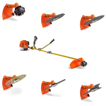 Airus 620 - Decespugliatore con motore 2 tempi da 62Cc, con 2 lame 3 dischi e una testina batti e vai Boudech Arancione