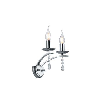 Lucerna Applique 2 Luci Metallo Cromato E Pendagli Trasparenti L. 33Cm Trio Grigio 25%