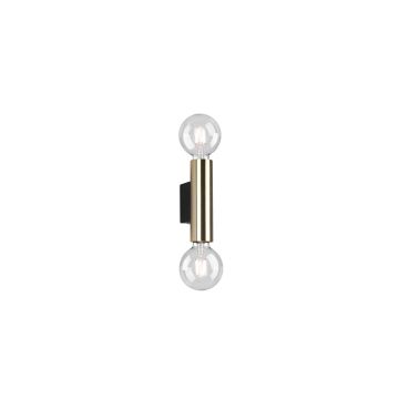Vannes Applique Cilindro Biemissione Ottone Satinato E Nero  H. 18Cm Trio Ottone antico