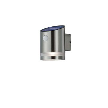 Salta Applique Led Da Esterno Solare Ricaricabile Acciaio Satinato Con Sensore Di Movimento Ip44 H.12,7Cm Trio Grigio cenere