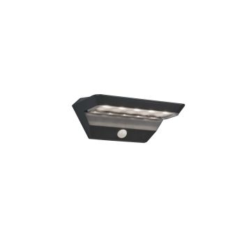 Mendoza Applique Led Da Esterno Solare Ricaricabile Antracite Con Sensore Di Movimento Ip44 L.22Cm Trio Nero