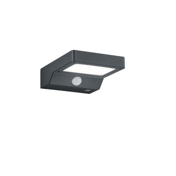 Fomosa Applique Led Da Esterno Solare Ricaricabile Antracite Con Sensore Di Movimento Ip44 P.16Cm Trio Nero