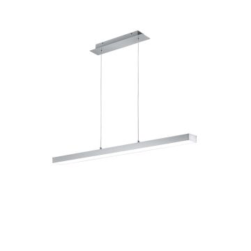 Agano Sospensione Led Rettangolare Metallo Acciaio Satinato Con Dimmer A Scatto Interruttore 4 Intensita' E Variazione Luce Caldafredda Con Touch L.100Cm, H.150Cm Trio Grigio cenere