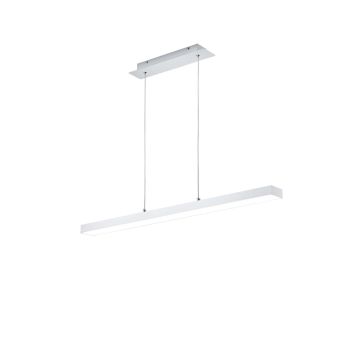 Agano Sospensione Led Rettangolare Metallo Bianco Satinato Con Dimmer A Scatto Interruttore 4 Intensita' E Variazione Luce Caldafredda Con Touch L.100Cm, H.150Cm Trio Bianco