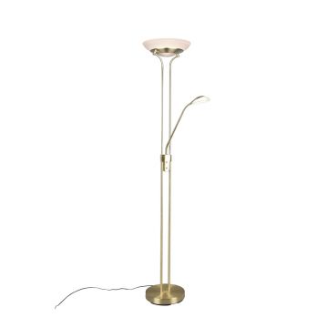Orson Piantana Ottone Satinato Led Con Lampada Da Lettura Con Funzione Dimmer Ed Accensioni Separate H. 180Cm Trio Ottone antico
