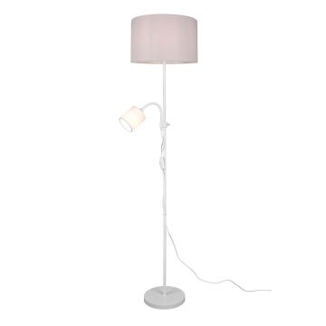 Owen Piantana Metallo Bianco Con Lampada Lettura E 2 Paralumi Con Accensioni Separate D. 36Cm Altezza 160Cm Trio Bianco