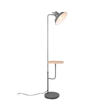 Butler Piantana Telescopica Metallo Antracite Con Tavolino Legno H.150Cm Trio Antracite
