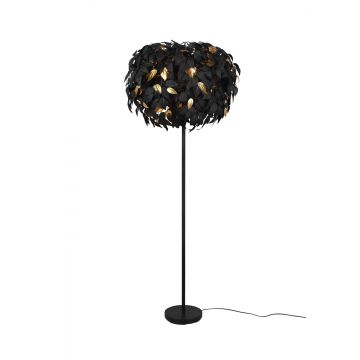 Leavy Piantana Base Metallo Nero Con Foglie Lavabili Nero E Oro H. 180Cm Trio Nero