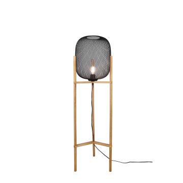 Calimero Piantana Diffusore Rete Metallo Nero Con Struttura In Legno Naturale H. 123Cm Trio Nero