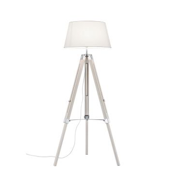 Tripod Piantana 3 Piedi In Legno Con Paralume Bianco H. 143Cm Trio Bianco