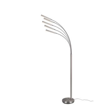 Reed Piantana Led Acciaio Satinato Ad Arco 5 Diffusori Orientabili E Intensita' Luminosa Regolabile H. 180Cm Trio Grigio cenere