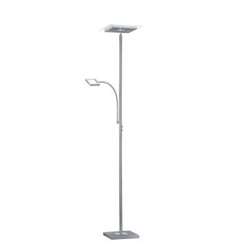Wicket Piantana Led Acciaio Con Lampada Da Lettura Doppia Accensione H.182,5Cm Trio Grigio cenere