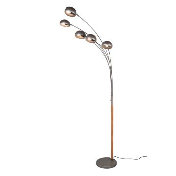 Dito Piantana Arco Acciaio Anticato E Legno Con 5 Diffusori H. 200Cm Trio Grigio cenere