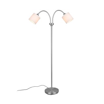 Tommy Piantana Acciaio Satinato Flessibile Con 2 Paralumi Bianchi Con Accensioni Separate H.130Cm Trio Grigio cenere