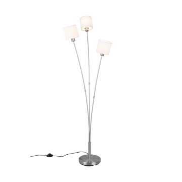 Tommy Piantana Acciaio Satinato Con 3 Paralumi Bianchi H.150Cm Trio Grigio cenere