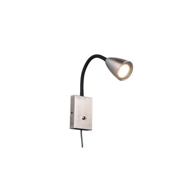 Wanda Applique Flessibile Con Interruttore Metallo Acciaio E Nero H. 24Cm Trio 