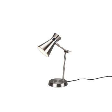Enzo Lampada Da Tavolo Diffusore Doppio Cono Metallo Acciaio Satinato H. 50Cm Trio 