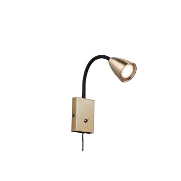 Wanda Applique Flessibile Con Interruttore Metallo Acciaio E Nero H. 24Cm Trio Ottone antico