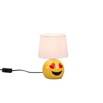 Loveley Lampada Da Tavolo In Ceramica Smile Cuoricini Con Paralume Bianco H. 26Cm Trio Bianco
