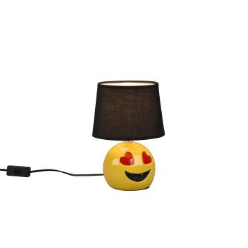 Loveley Lampada Da Tavolo In Ceramica Smile Cuoricini Con Paralume Nero H. 26Cm Trio Nero