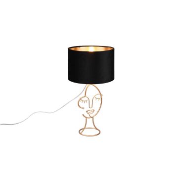 Mary Lampada Da Tavolo Metallo Oro Con Paralume Velluto Nero E Oro H. 45,5Cm Trio Oro