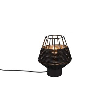 Borka Lampada Da Tavolo In Rattan Colore Nero Opaco H. 20Cm Trio Nero