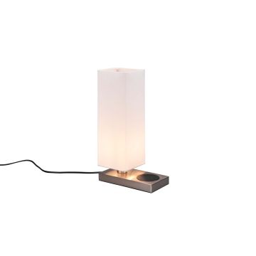 Haley Lampada Da Tavolo Bianca Con Paralume Con Base X Ricarica Induttiva Cellulare Con Interruttore Touch H. 35Cm Trio 